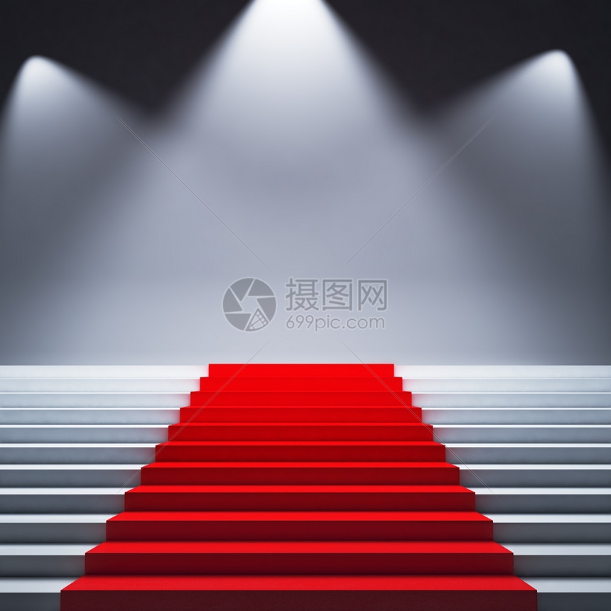 白色的独家好莱坞红地毯楼梯图片