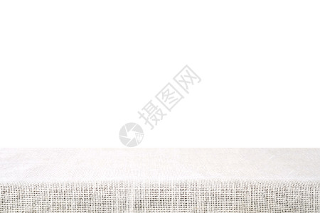 纺织品空桌在白色背景上隔开的麻布桌产品显示齐装墙纸剪辑图片