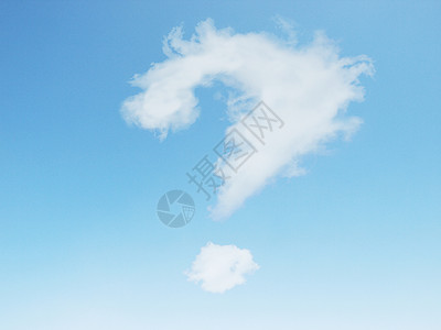 标记云发现单身的标记在浅蓝色天空云彩问号设计图片