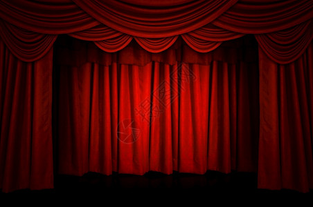 红色的奢华内部红色窗帘和木制舞台地板窗帘和图片