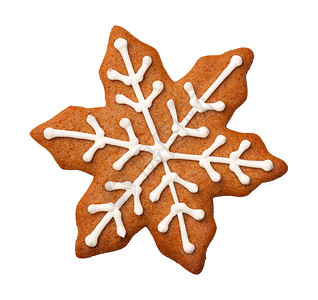 白色的自制在背景中隔绝的圣诞节时姜饼雪花干在白色背景中传统的图片