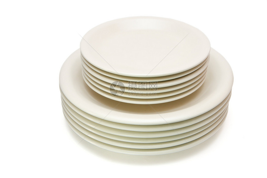 干净的用具堆叠普通米面餐盘和酱碟被隔离简单图片