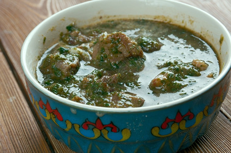 旁遮普语生姜戈什特SaagGosht旁遮普牛肉和菠菜咖喱图片