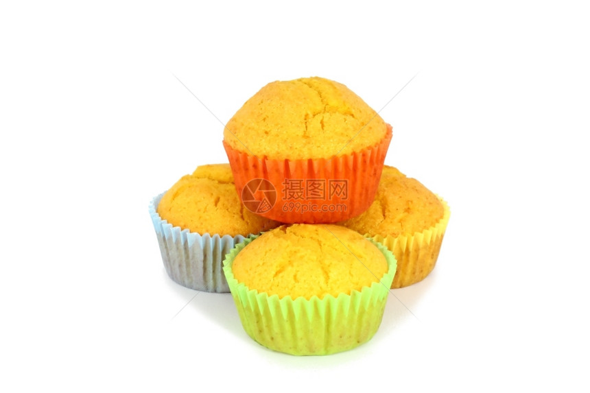 橙蓝色的自己制新鲜烤南瓜松饼纸杯蛋糕图片