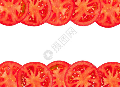 有机的由切片番茄制成的框架素食主义者白色的图片