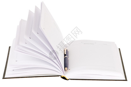 记事本棕色的个人白背景上孤立笔的棕色商业日记图片