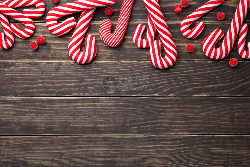 富劳卡复古的圣诞成像和木本底的糖果甘蔗复制空间之景最佳图片