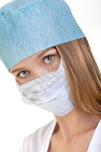 实验室垂直的女医生或护士近视画像微笑图片