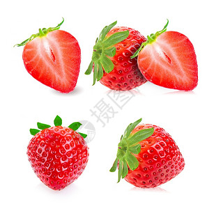 新鲜美丽的味白色背景上隔离的草莓图片