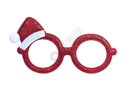 销售圣诞老人经典的有趣眼镜红色新年树杯孤立在白色装饰元素剪贴画上图片