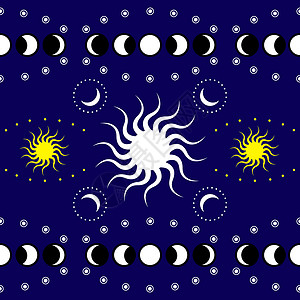 宇宙塔罗牌无缝的魔力科学占星神圣几何太阳和月无缝模式概念魔法科学占地石神圣几何太阳和月无密封背景设计图片