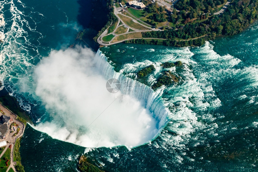 极好的旅行从直升机上的尼亚加拉大瀑布鸟瞰图加拿大安略省加拿尼亚拉瀑布拿安略省的奇妙鸟瞰图风景优美图片
