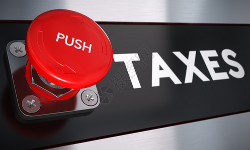 交税使用文本税的紧急按钮下UstractedNations概念图示用于超税插目的为了负担过重征税背景