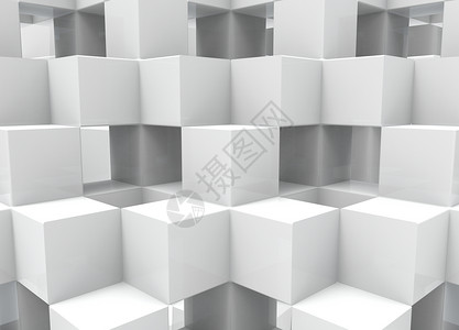 3d使现代方形立体盒壁背景抽象的艺术白色图片