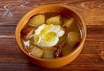 埃拉赫素食主义者物Castilian大蒜汤农场式西班牙背景