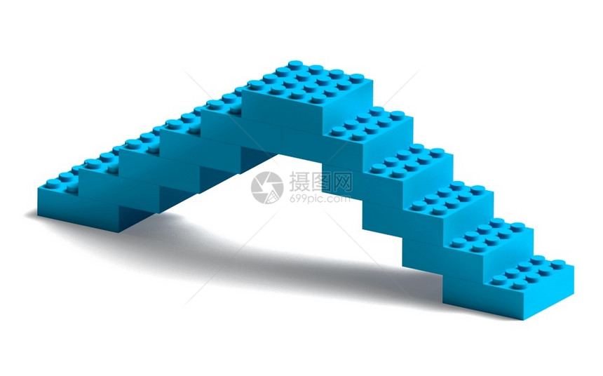 建造白色的颜蓝建筑构件桥梁三层白上隔离有阴影图片