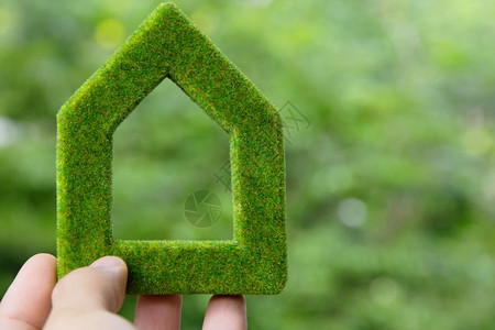 房子概念的绿色屋图标概念抽象的图片