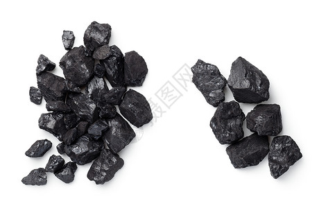 行业热白色背景上隔离的黑煤堆顶层视图平面化石图片