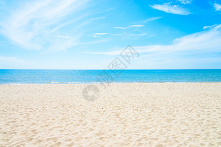 水太阳晴天空海和滩背景及复制空间高清图片