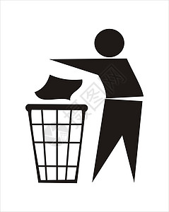 禁止乱扔垃圾将垃圾丢入桶矢量的人位数能够投掷轮廓设计图片