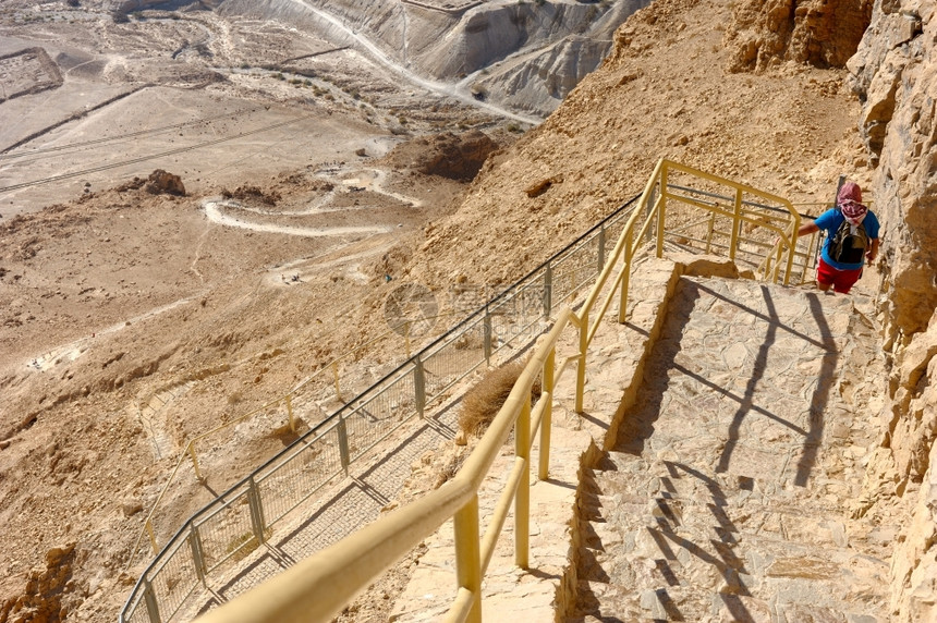 的据点来自以色列马萨达堡垒蛇足迹废墟图片