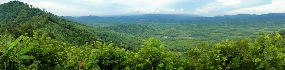 美丽的天空雨泰国山区热带森林全景泰国山区热带森林图片