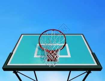 天空背景的篮球板积分子木背景图片