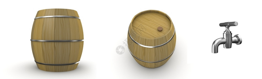 木头桶橡木轻敲在白色背景字符系列中隔离的3d白色背景字符系列软木设计图片