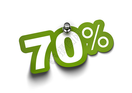 70的绿色贴纸固定在白墙上用缩略图粘贴了百分之七十的贴纸促销数字价格图片