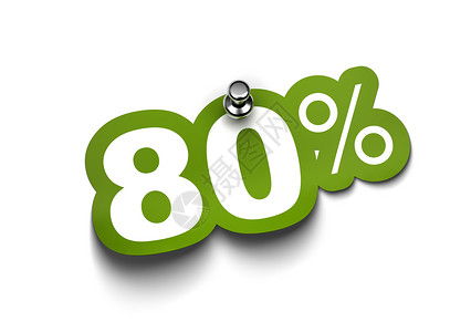 百分之八十的绿色贴纸在白墙上固定一个缩略图80的贴纸晋升琥珀色价格背景图片