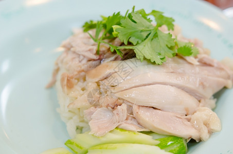 蒸汽鸡和大米吃亚洲白饭图片