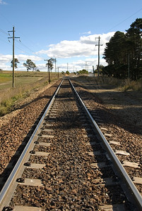单身的镇流器基础设施分线上单条铁路轨迹图片