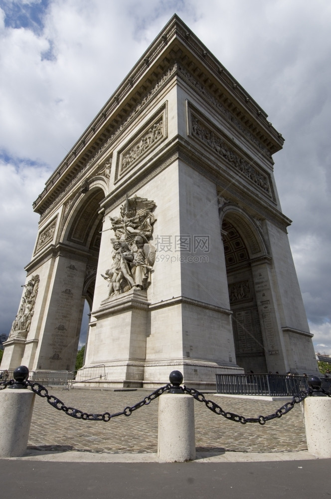 阳光增强法国巴黎CampsElisee的著名里程碑ArcdeTriomphe从宽广的角度看待巴黎CampsElisee从附近加强图片