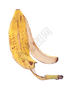 在白色背景上孤立的香蕉皮浪费白色的剥图片
