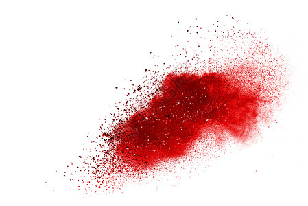 血液红色粉尘粒子在白背景上分离弄脏白色的背景图片