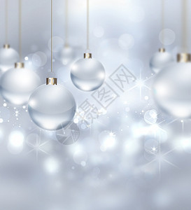 快乐的闪亮背景银色圣诞球团闪亮的季节图片
