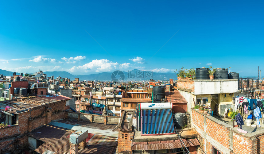 尼泊尔清晨加德满都市的美丽景色图片