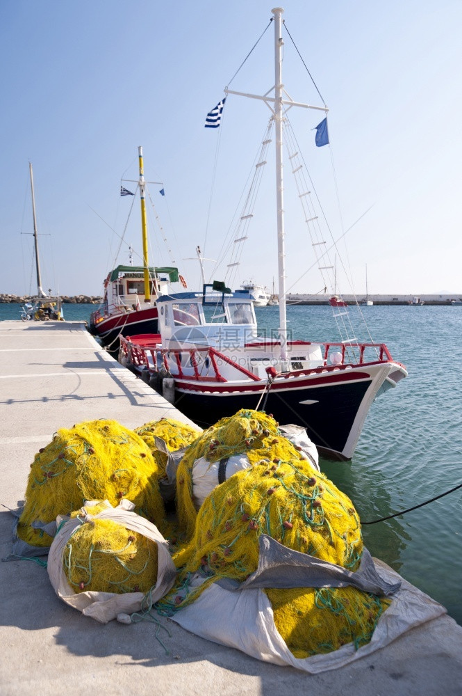 旅行萨摩斯海Samos号渔船图片
