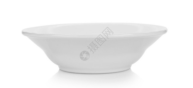 白色背景陶瓷碗正方形空的白色图片