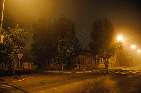 晚上路雾中夜色城市风景照片中雾城市风景黑暗的图片