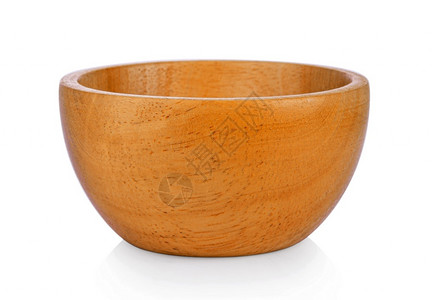 食物白色背景的木碗目圆形图片