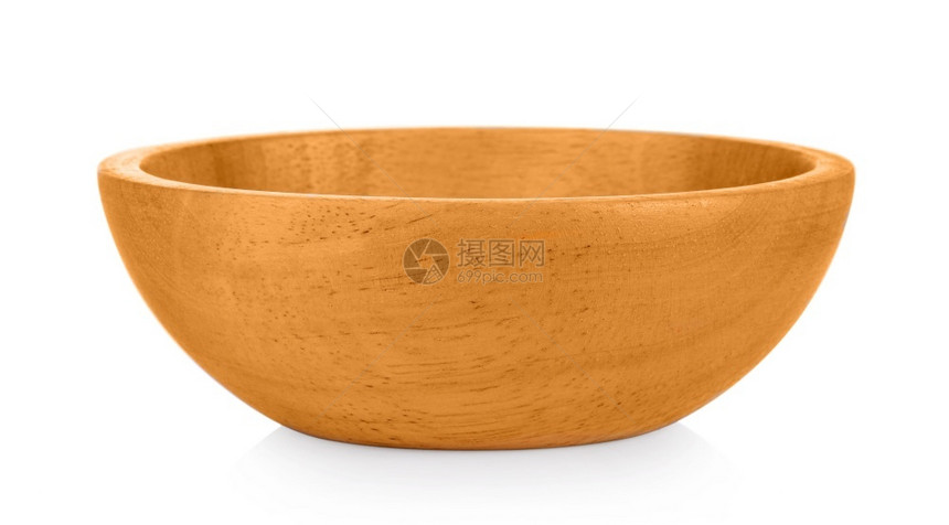 盘子用具白色背景的木碗头图片