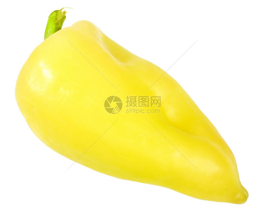 白色背景摄影室片上孤立的单一黄青新胡椒闭合食物鲜的图片