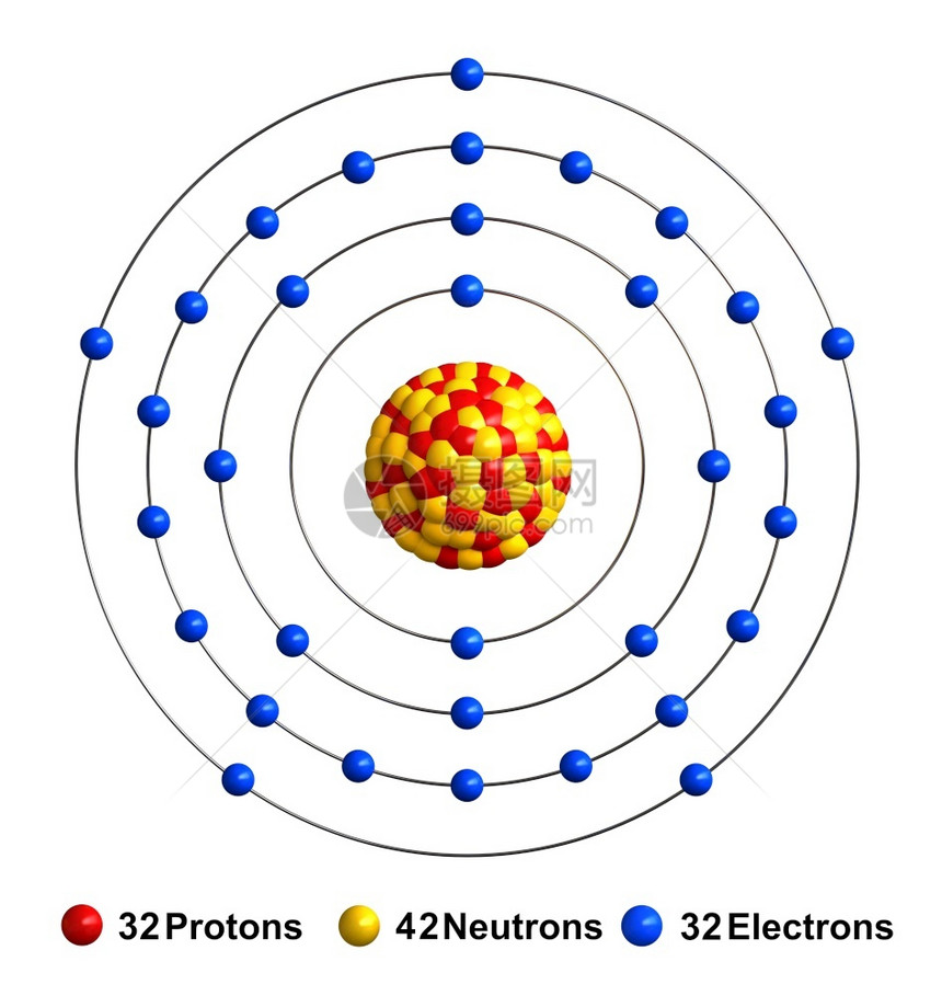 原子结构的3d分离于白色背景的砷原子结构质以红球中作为黄电蓝等形式出现作品背景质子结构体图片