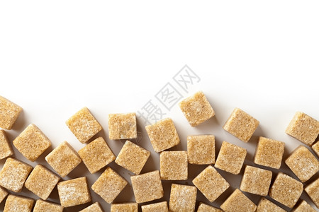 正方形团体浅褐色的白背景棕糖方块复制空间背景图片