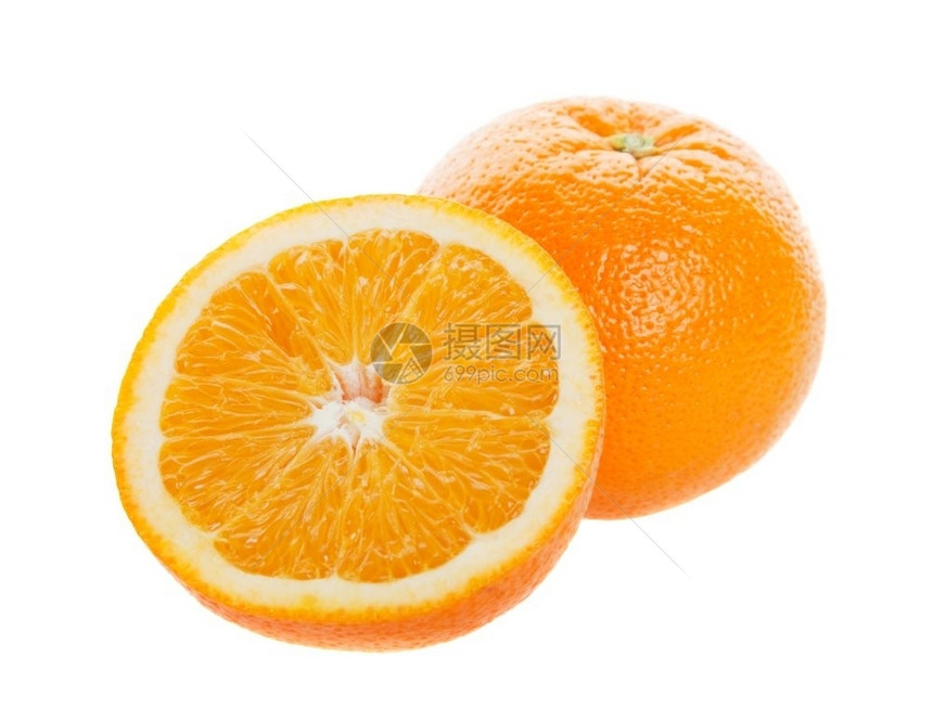 营养丰富有机的甜点橙色和半演播室孤立于白色背景图片