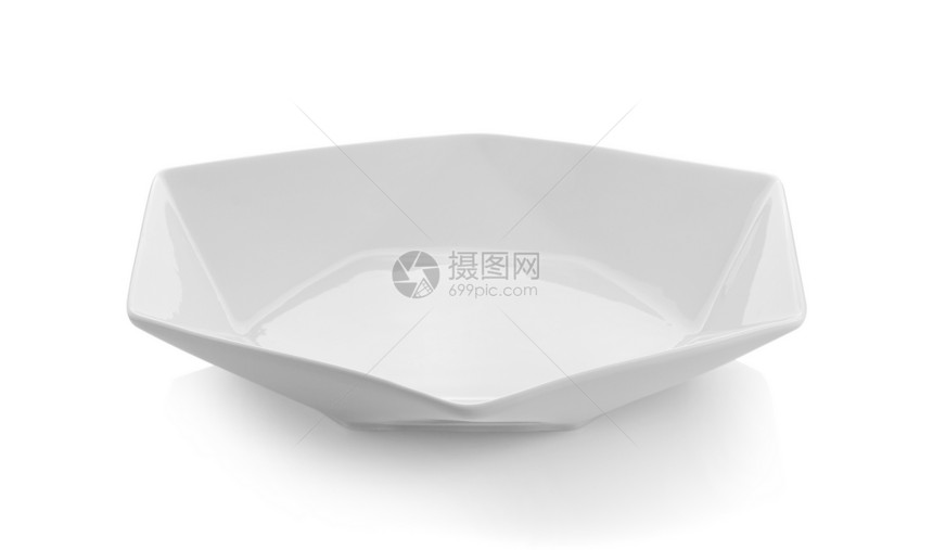 空白的色背景上孤立的空盘子白色圆圈图片