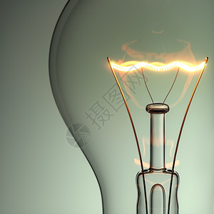 带发光工作室背景的灯泡带发光3D插图的灯泡明亮力量象征图片