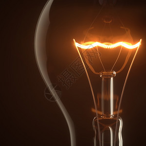 创造力带发光工作室背景的灯泡带发光3D插图的灯泡电图片