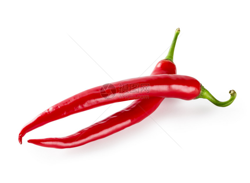 两个红辣椒在白色背景上被隔离两个红辣椒香料胡蔬菜图片